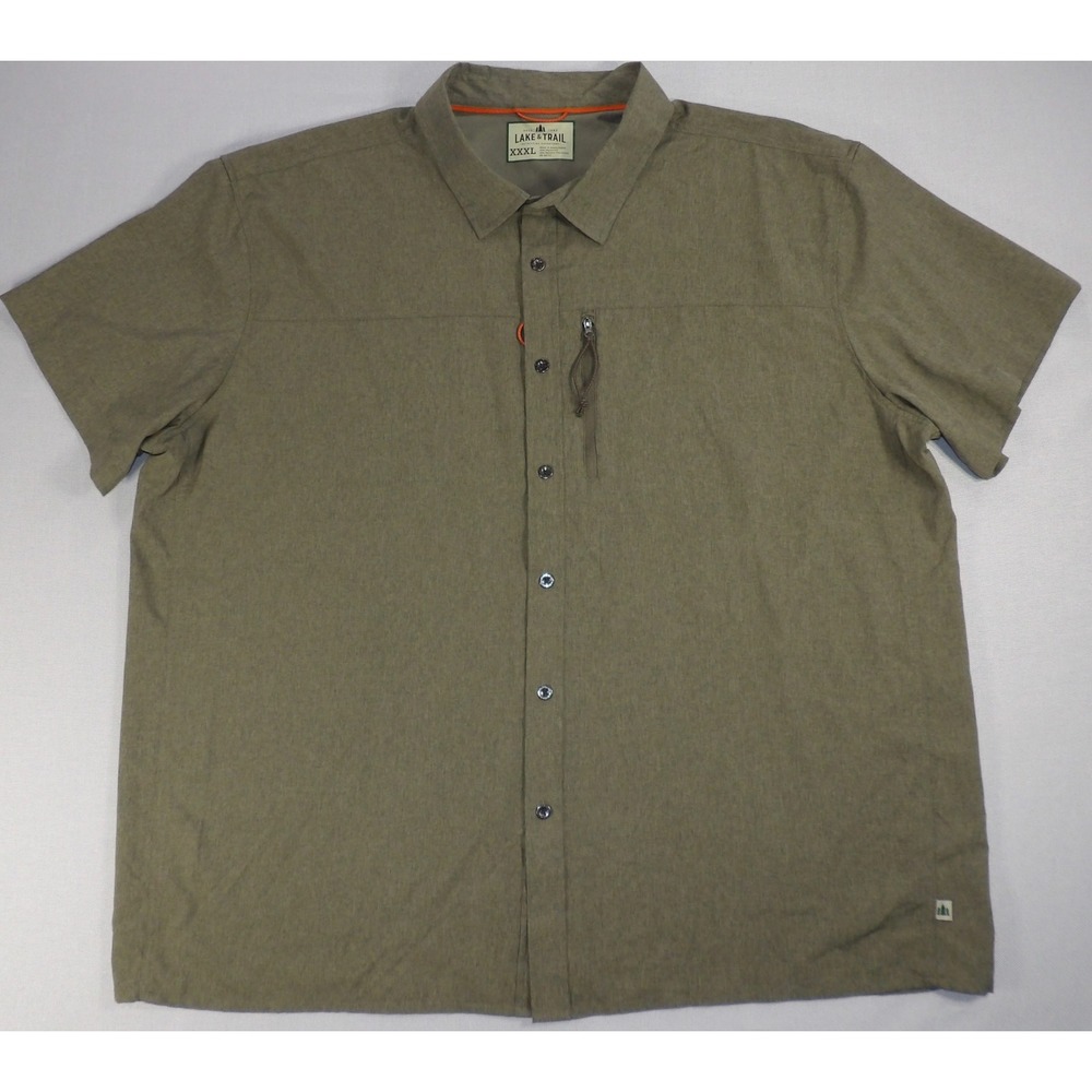Lake & Trail Button Down Shirt Mens XXXL Green Excellent Outdoor Short Sleeve